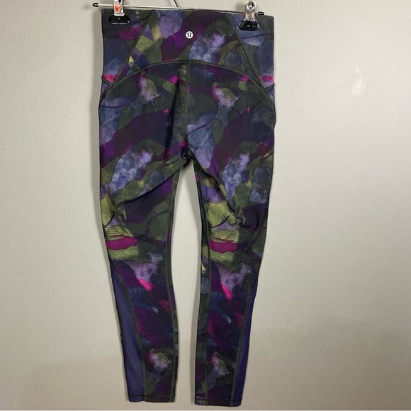 Lululemon Wunder Under mid-rise leggings watercolor in Aura purple green size 6 - Picture 3 of 6